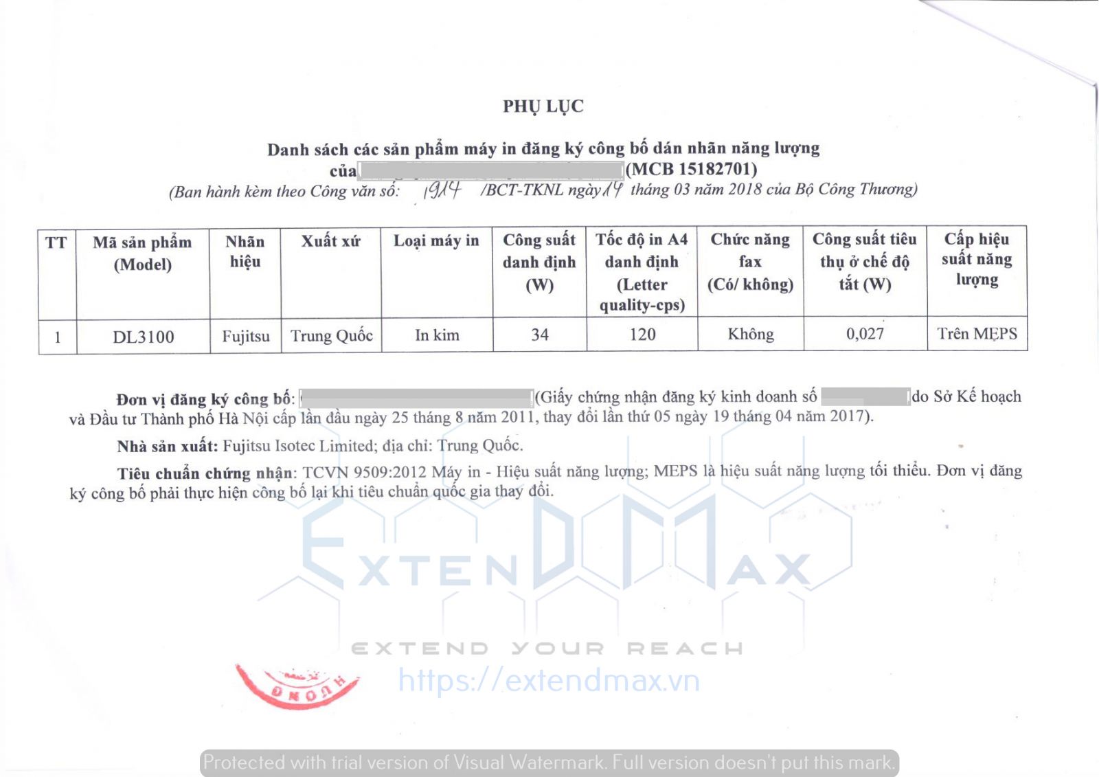 Giấy phép công bố dán nhãn năng lượng máy in tại Việt Nam